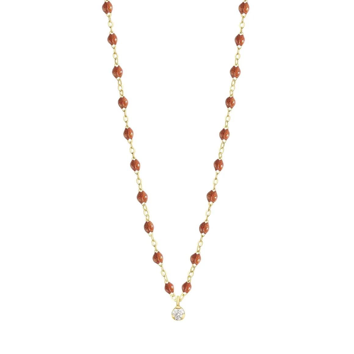 Collier fauve Gigi Suprême, or jaune, 1 diamant, 42 cm