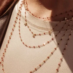 Collier fauve Gigi Suprême, or jaune, 1 diamant, 42 cm