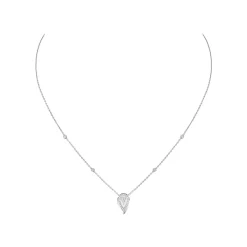Collier femme or blanc diamant fiery 0,10ct
