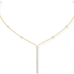 Collier Gatsby Barrette Verticale Diamant Or Jaune