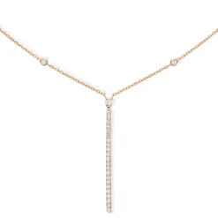 Collier Gatsby Barrette Verticale Diamant Or Rose
