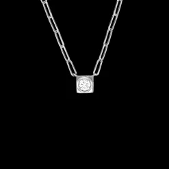 Collier Le Cube Diamant grand modèle or blanc et diamant