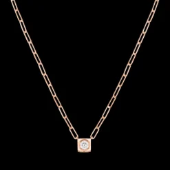 Collier Le Cube Diamant grand modèle or rose et diamant