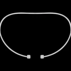 Collier Le Cube Diamant grand modèle or blanc et diamants