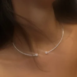 Collier Le Cube Diamant grand modèle or blanc et diamants