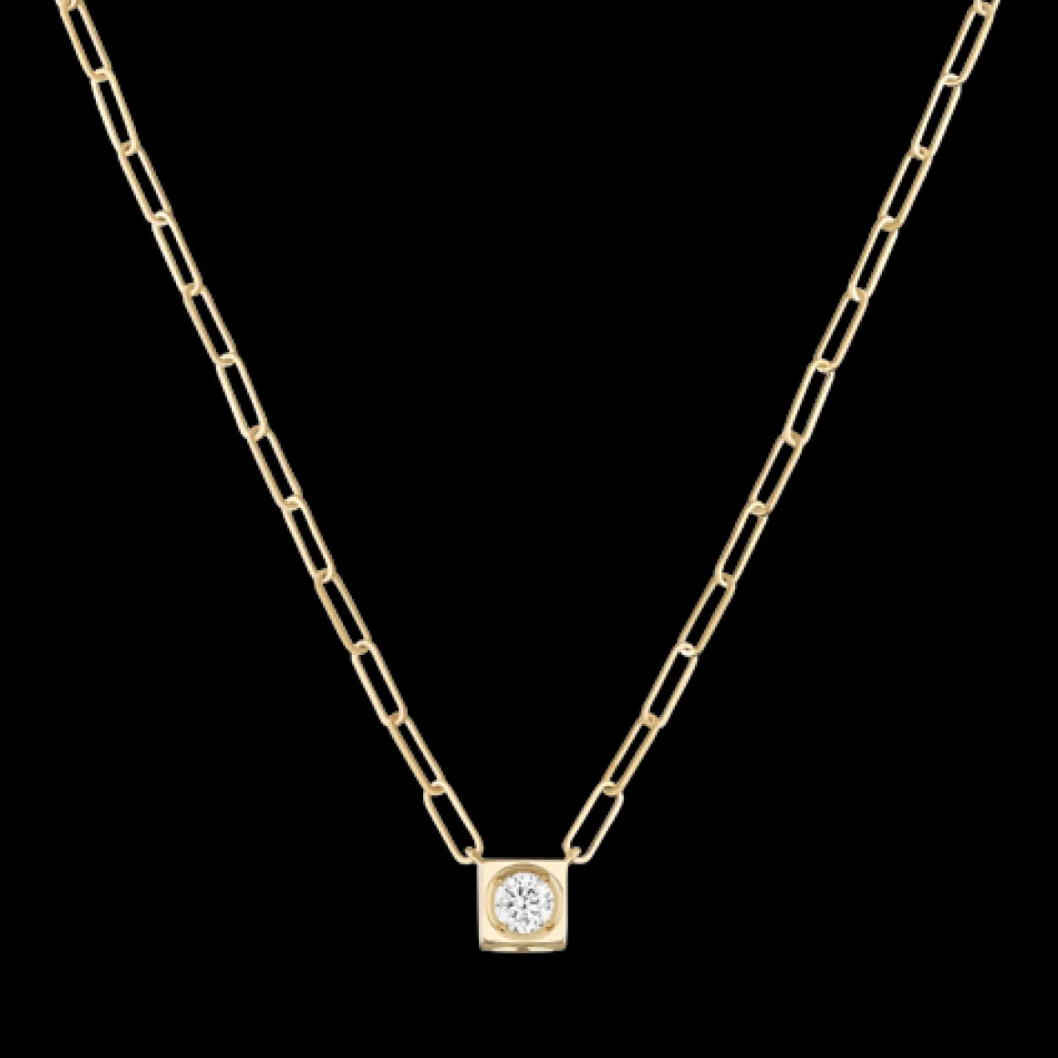 Collier Le Cube Diamant grand modèle or jaune et diamant