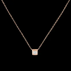 Collier Le Cube Diamant moyen modèle or rose et diamant