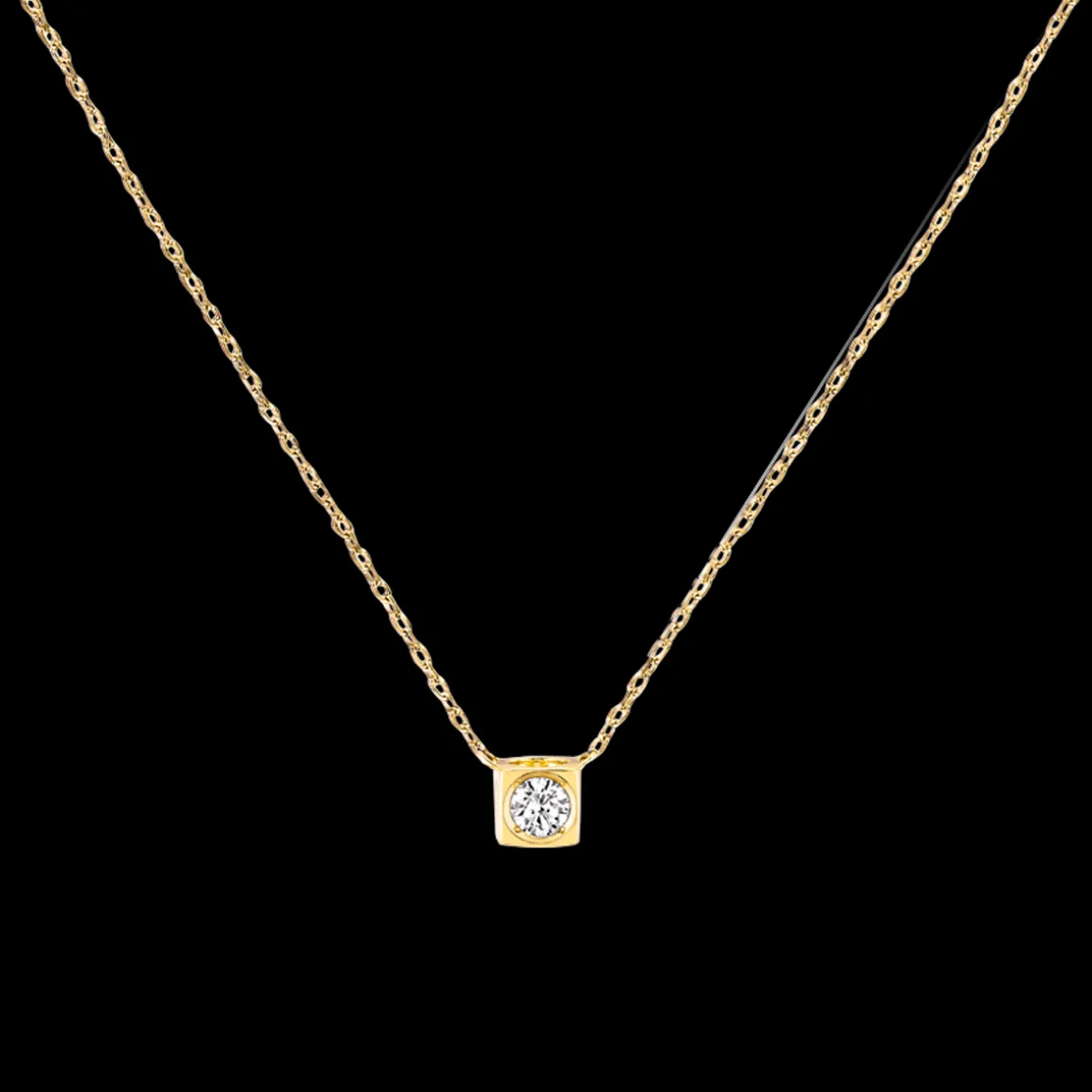 Collier Le Cube Diamant moyen modèle or jaune et diamant
