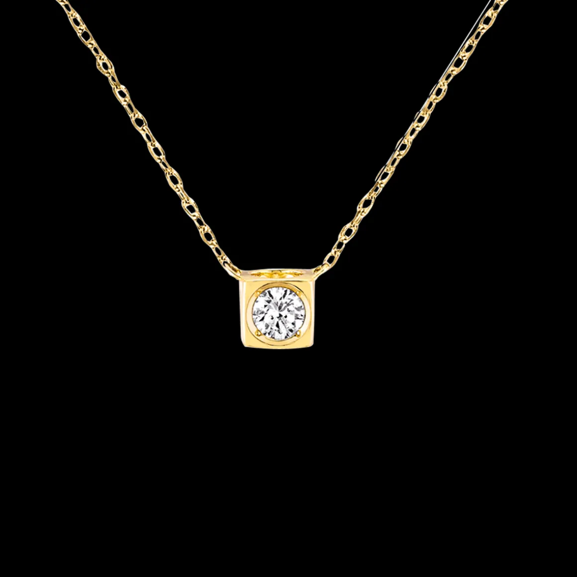 Collier Le Cube Diamant moyen modèle or jaune et diamant