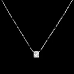 Collier Le Cube diamant or blanc et diamant