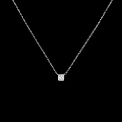 Collier Le Cube Diamant petit modèle or blanc et diamant