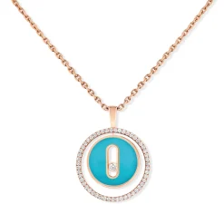 Collier Lucky Move Diamant Or Rose et Turquoise