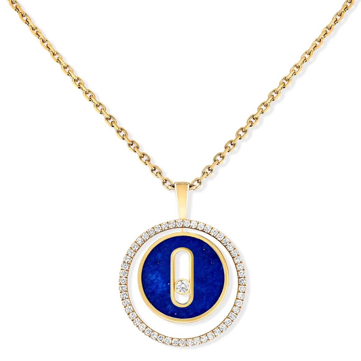 Collier Lucky Move Diamant Or Jaune et Lapis Lazuli
