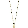 Collier Lucky Puce, diamant, or jaune et mini perles de résine noire, 42 cm