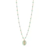 Collier Madone résine jade, or rose, 42 cm