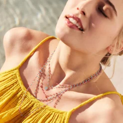Collier Madone résine jade, or rose, 42 cm