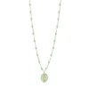 Collier Madone résine jade, or jaune, 42 cm