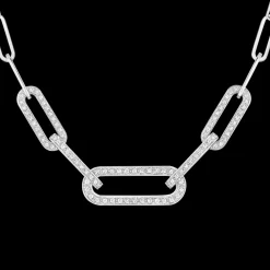 Collier Maillon L or blanc et diamants