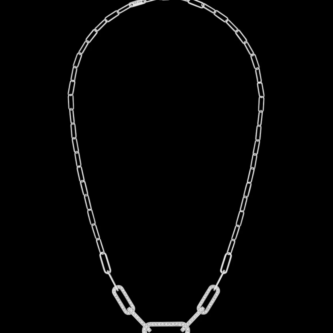 Collier Maillon L or blanc et diamants
