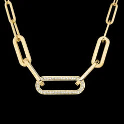Collier Maillon L or jaune et diamants