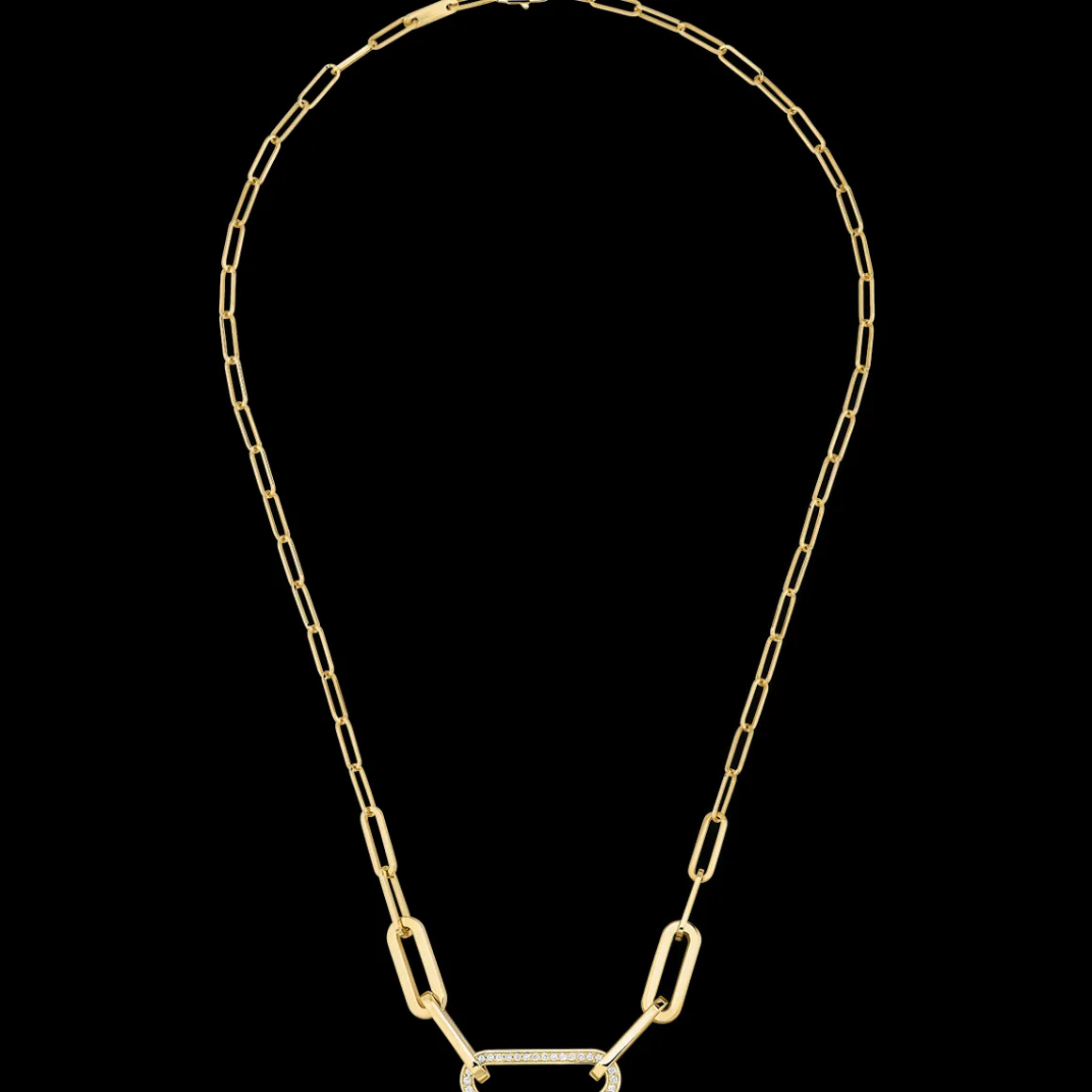 Collier Maillon L or jaune et diamants