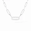 Collier Maillon petit modèle or blanc et diamants