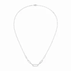 Collier Maillon petit modèle or blanc et diamants