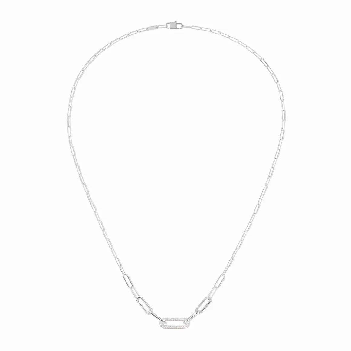 Collier Maillon petit modèle or blanc et diamants