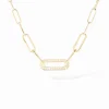 Collier Maillon petit modèle or jaune et diamants