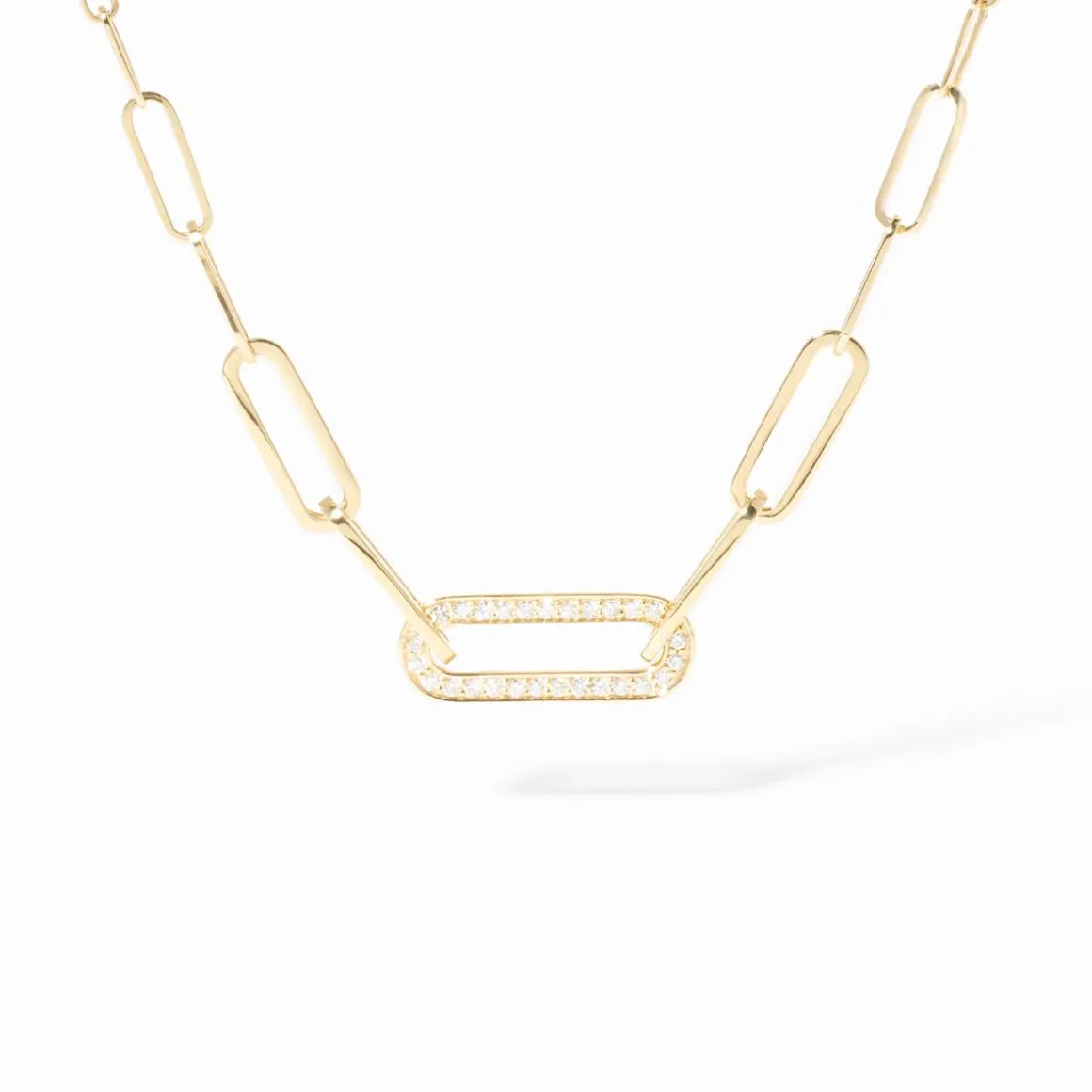 Collier Maillon petit modèle or jaune et diamants