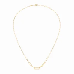 Collier Maillon petit modèle or jaune et diamants