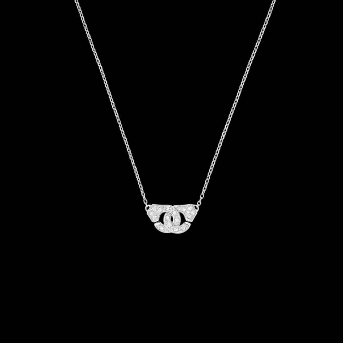 Collier Menottes dinh van R8 or blanc et diamants