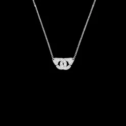 Collier Menottes dinh van R8 or blanc et diamants