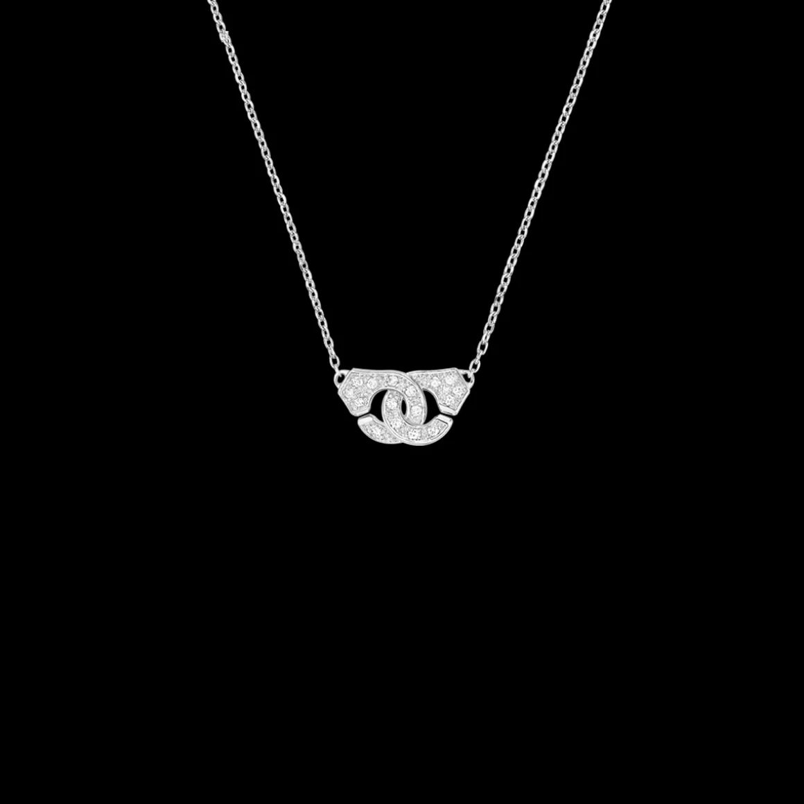 Collier Menottes dinh van R8 or blanc et diamants