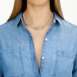 Collier Menottes dinh van R10 or blanc