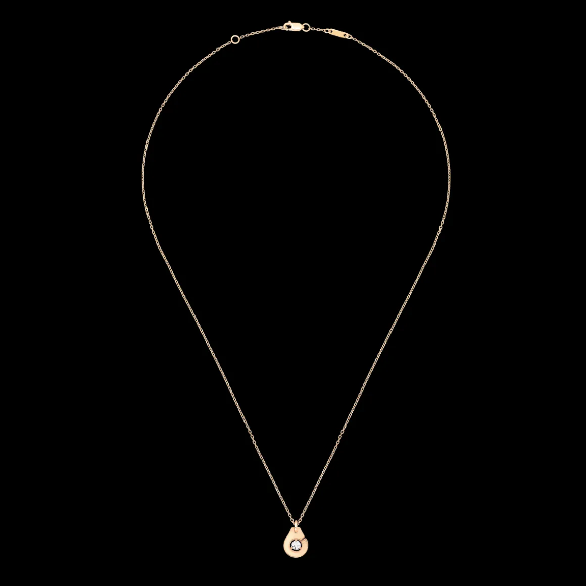 Collier Menottes dinh van R8 or rose et diamant