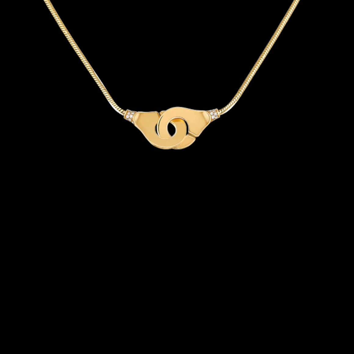 Collier Menottes dinh van R12 or jaune et diamants