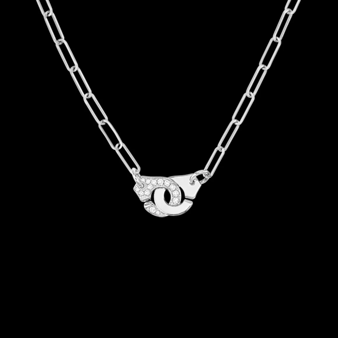 Collier Menottes dinh van R10 or blanc et diamants