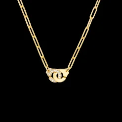 Collier Menottes dinh van R12 or jaune et diamants