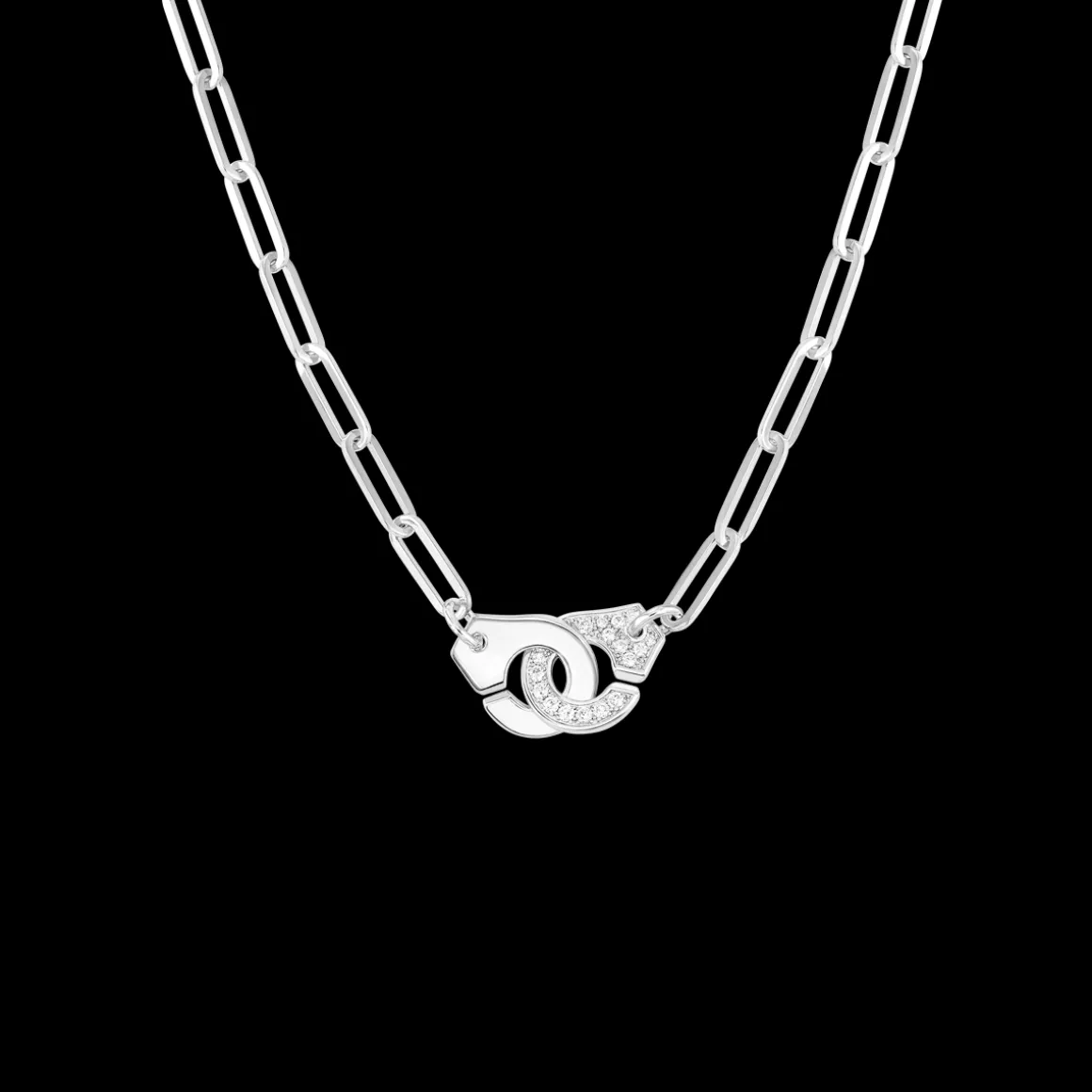 Collier Menottes dinh van R12 or blanc et diamants