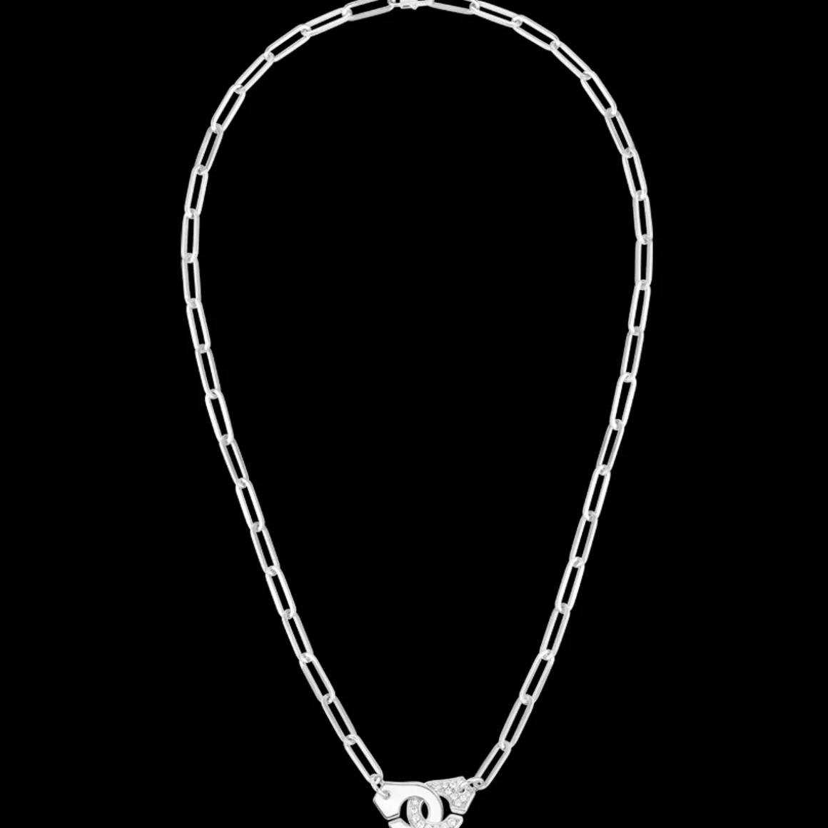 Collier Menottes dinh van R12 or blanc et diamants