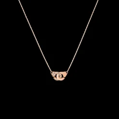 Collier Menottes dinh van R8 or rose et diamants