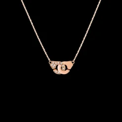 Collier Menottes dinh van R8 or rose et diamants