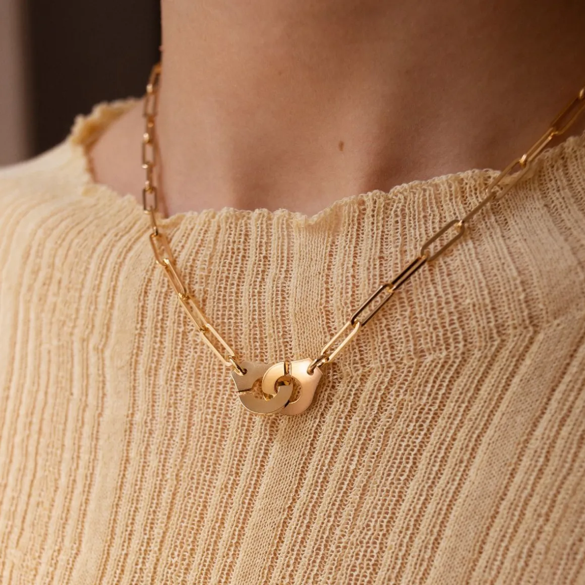 Collier Menottes dinh van R12 or jaune