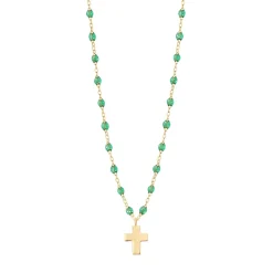 Collier menthe Croix Classique Gigi, or jaune, 42 cm