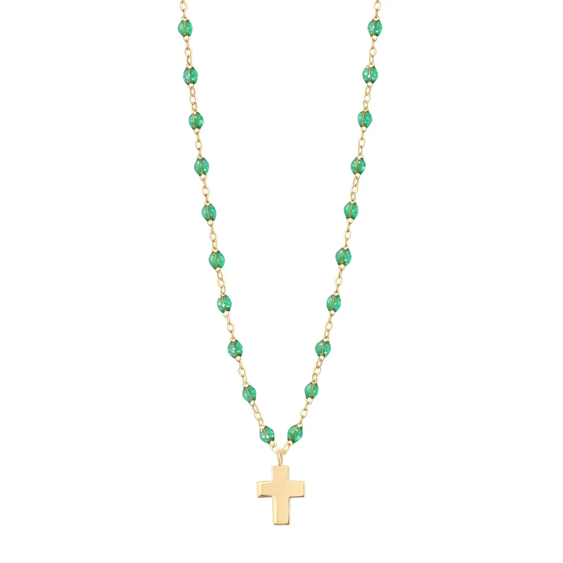 Collier menthe Croix Classique Gigi, or jaune, 42 cm