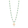 Collier menthe Croix Classique Gigi, or rose, 42 cm