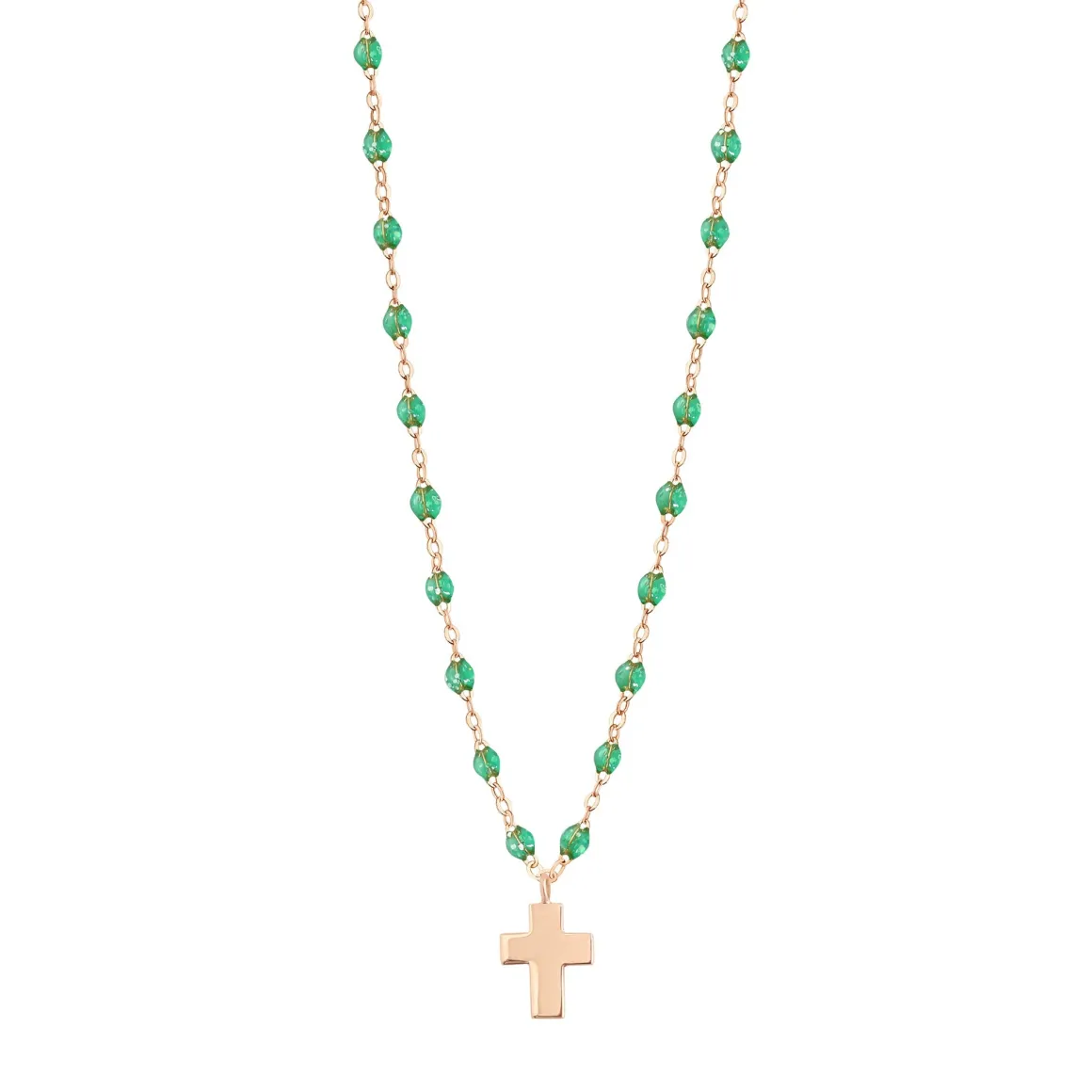 Collier menthe Croix Classique Gigi, or rose, 42 cm