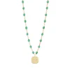 Collier menthe Miss Gigi diamant, or jaune, 42 cm