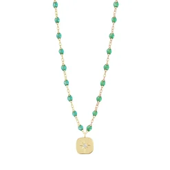 Collier menthe Miss Gigi diamant, or jaune, 42 cm